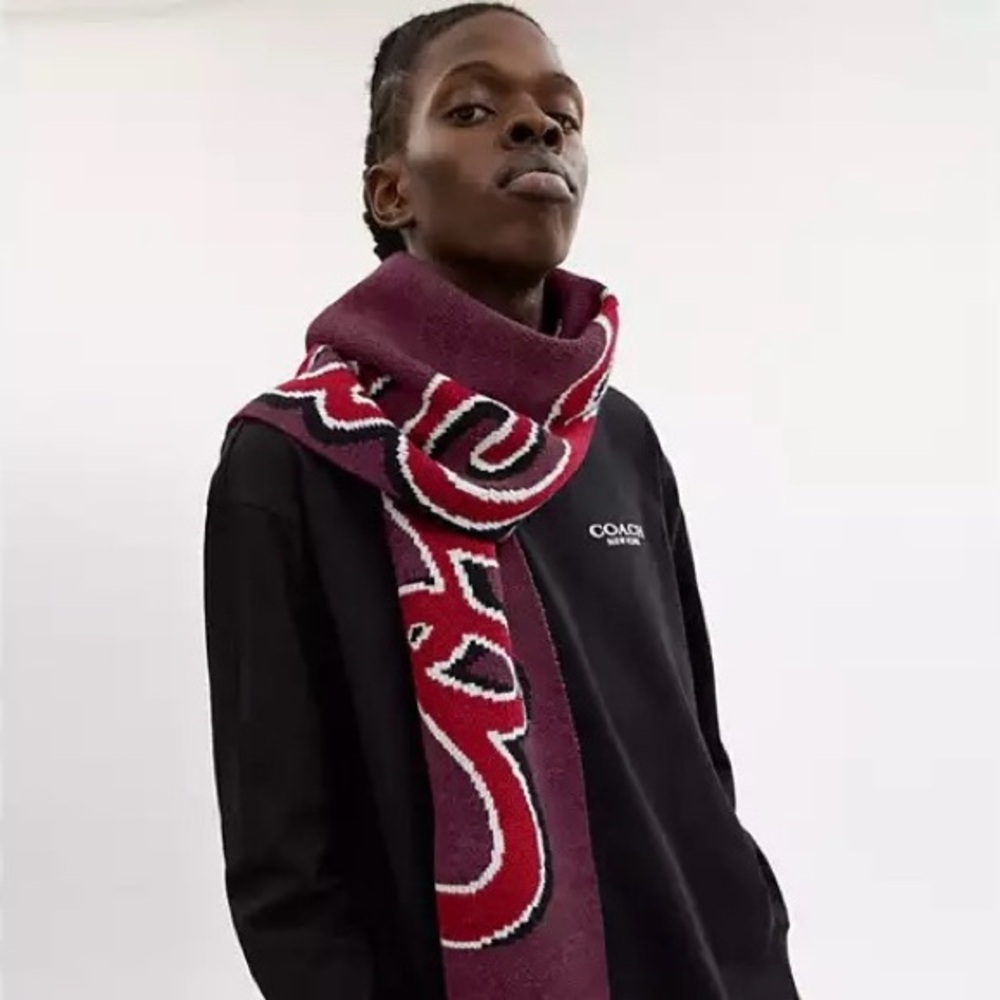 NWT Coach Script Print Knit Beanie & Scarf Bundle